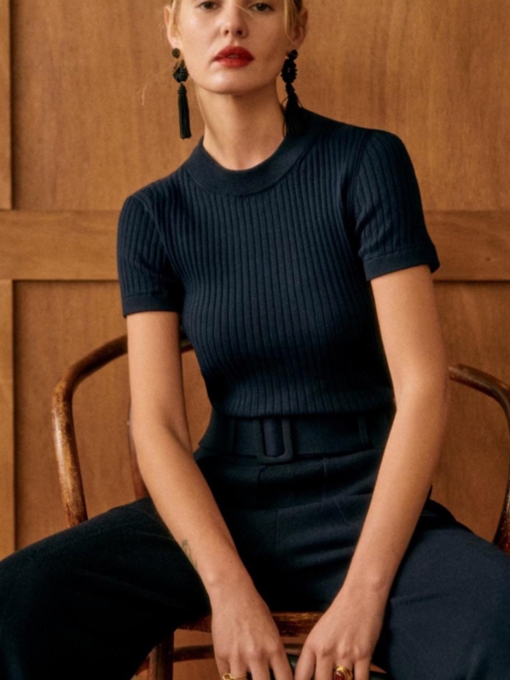 Sezane Roy Jumper in Navy
